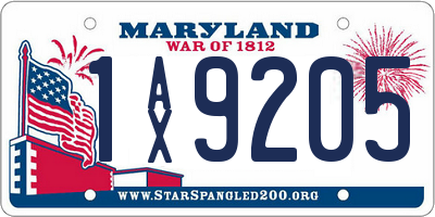 MD license plate 1AX9205