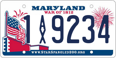 MD license plate 1AX9234