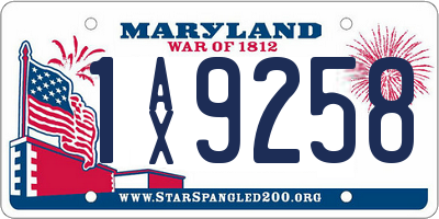 MD license plate 1AX9258