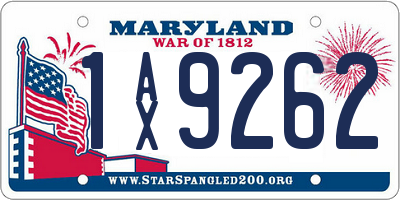MD license plate 1AX9262