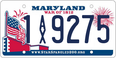 MD license plate 1AX9275