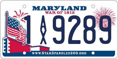 MD license plate 1AX9289