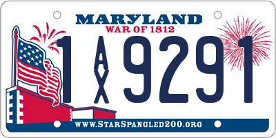 MD license plate 1AX9291
