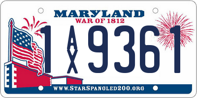 MD license plate 1AX9361