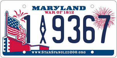MD license plate 1AX9367