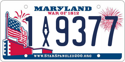 MD license plate 1AX9377
