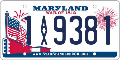 MD license plate 1AX9381