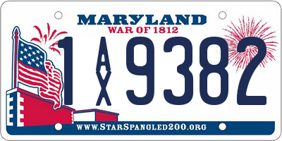 MD license plate 1AX9382