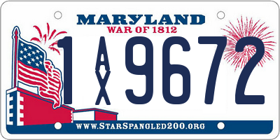 MD license plate 1AX9672