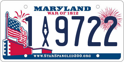 MD license plate 1AX9722