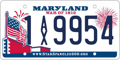 MD license plate 1AX9954