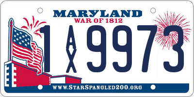 MD license plate 1AX9973
