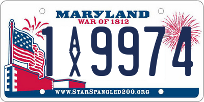 MD license plate 1AX9974