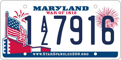 MD license plate 1AZ7916