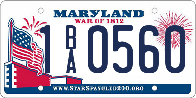 MD license plate 1BA0560