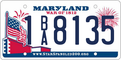 MD license plate 1BA8135