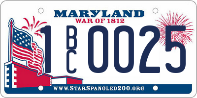 MD license plate 1BC0025