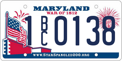 MD license plate 1BC0138