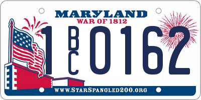MD license plate 1BC0162