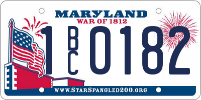 MD license plate 1BC0182