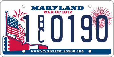 MD license plate 1BC0190