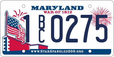 MD license plate 1BC0275