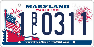 MD license plate 1BC0311