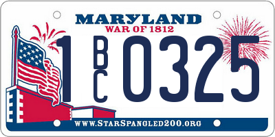 MD license plate 1BC0325