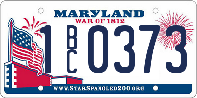 MD license plate 1BC0373