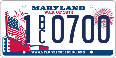 MD license plate 1BC0700