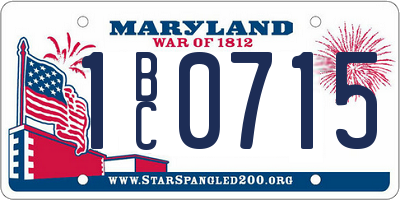 MD license plate 1BC0715
