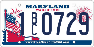 MD license plate 1BC0729