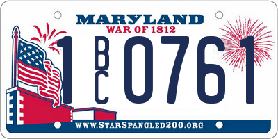 MD license plate 1BC0761
