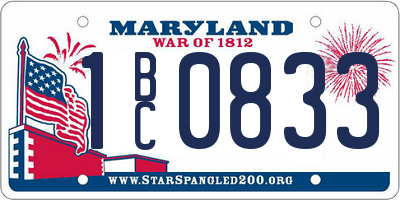 MD license plate 1BC0833