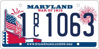 MD license plate 1BC1063
