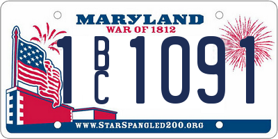 MD license plate 1BC1091