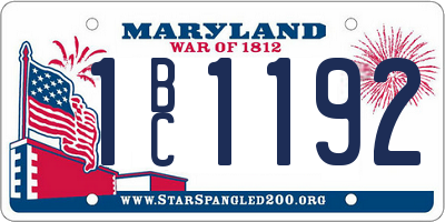 MD license plate 1BC1192