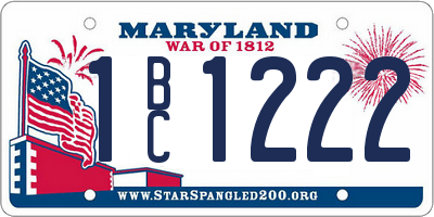 MD license plate 1BC1222