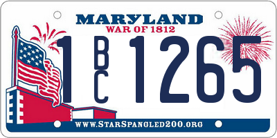 MD license plate 1BC1265