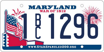MD license plate 1BC1296