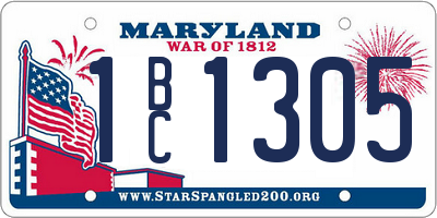 MD license plate 1BC1305