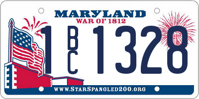 MD license plate 1BC1328