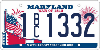 MD license plate 1BC1332