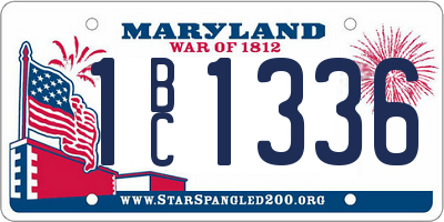MD license plate 1BC1336