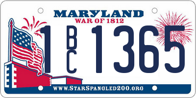MD license plate 1BC1365