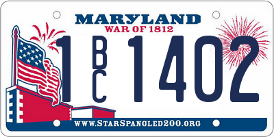 MD license plate 1BC1402