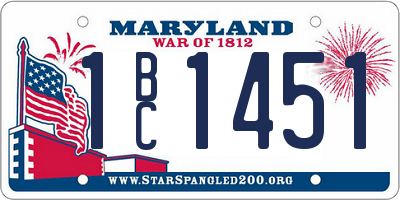 MD license plate 1BC1451