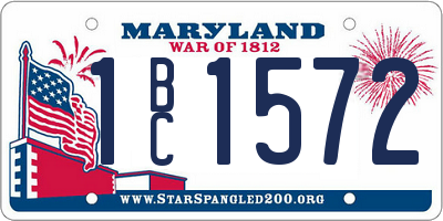 MD license plate 1BC1572