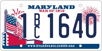 MD license plate 1BC1640