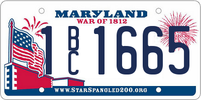 MD license plate 1BC1665